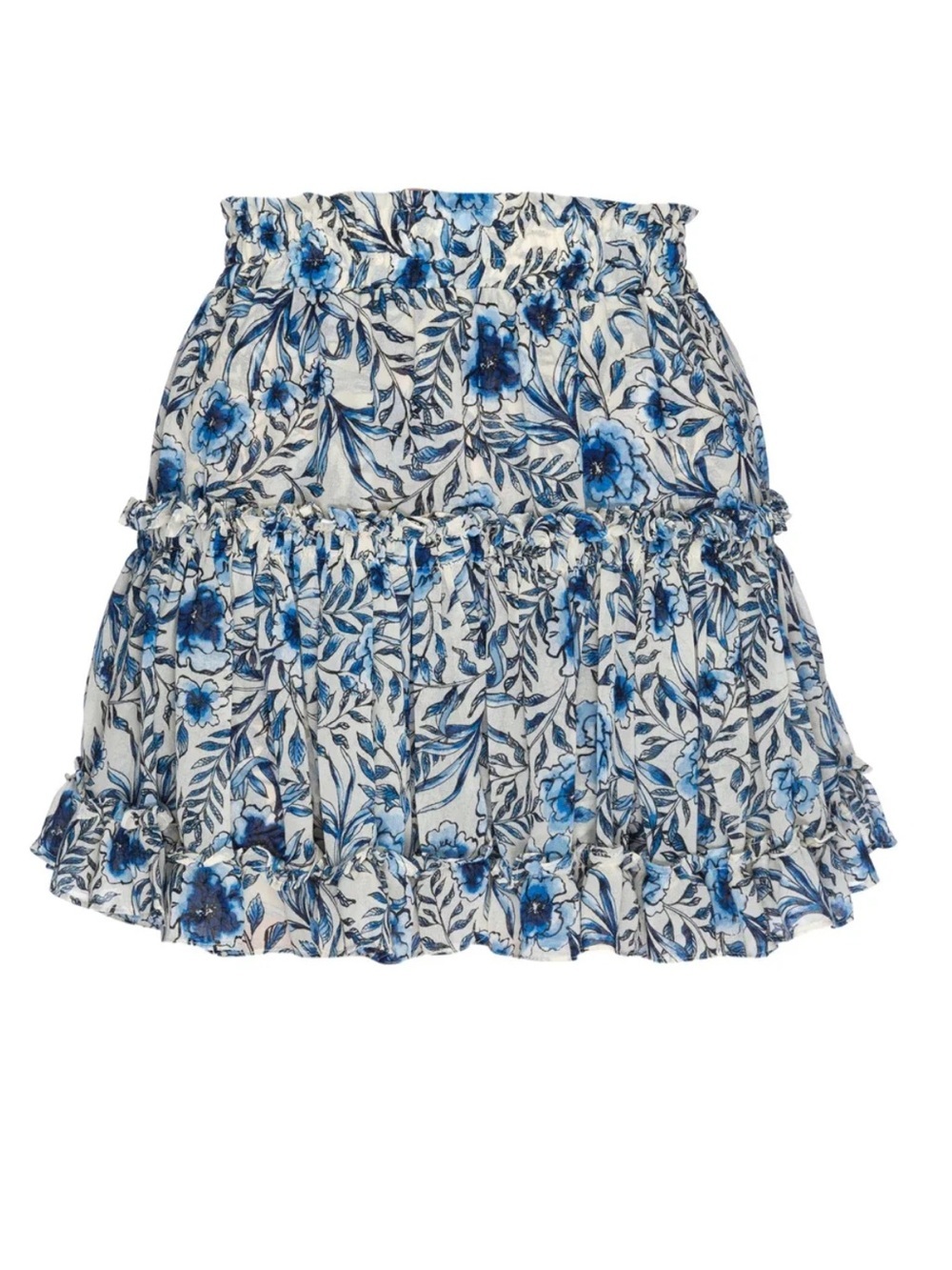 Misa Los Angeles Marion Skirt in Indigo Blooms Floral Ruffle Mini Skirt